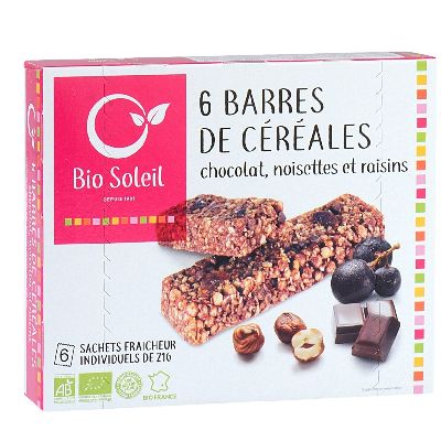 Barres Chocolat Noisettes Raisins 6x20g